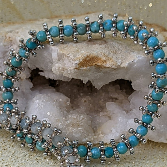 Bracelet: Turquoise and Silver Stretch